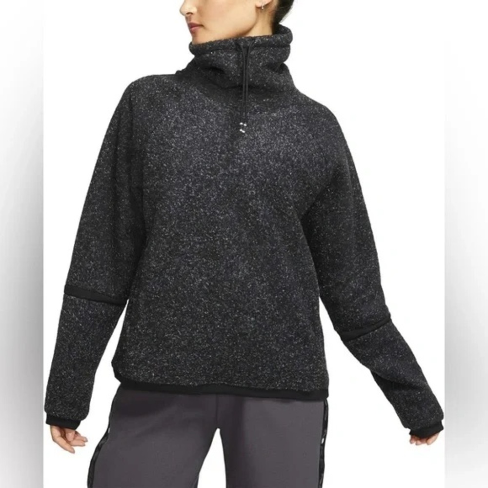 Nike Therma Fleece Cowl Neck Pullover Sweatshirt Size Medium Black Gray